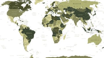 Weltkarte mit Länderbeschriftung